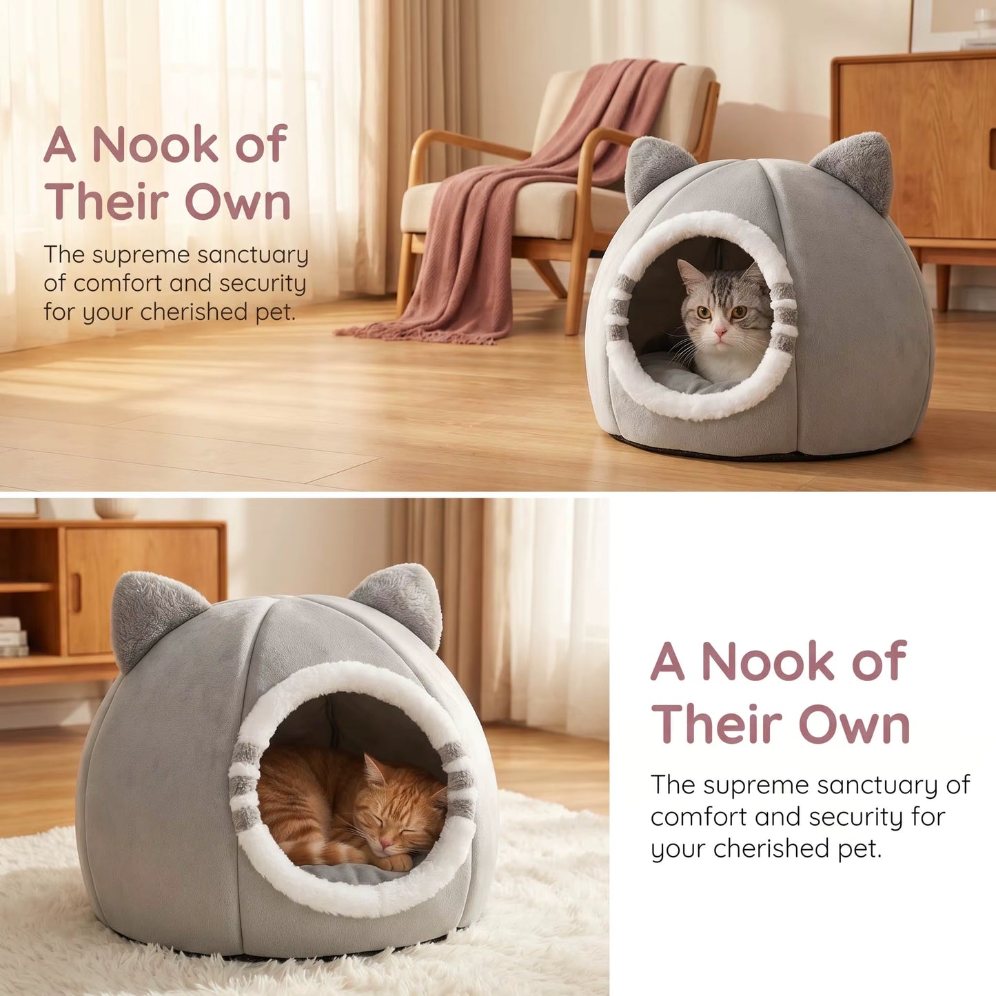 Cama Cueva Acolchada para Gatos