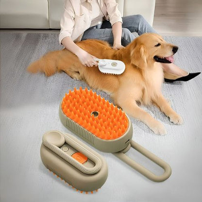 Escova a Vapor 3 em 1 para Pets com Massagem e Limpeza