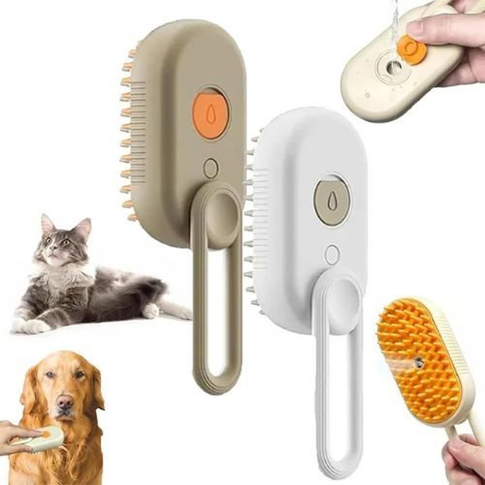 Escova a Vapor 3 em 1 para Pets com Massagem e Limpeza