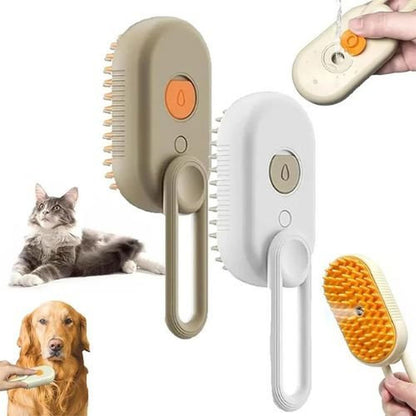 Escova a Vapor 3 em 1 para Pets com Massagem e Limpeza