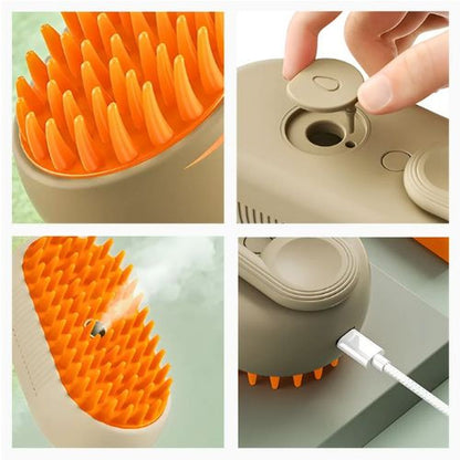 Escova a Vapor 3 em 1 para Pets com Massagem e Limpeza